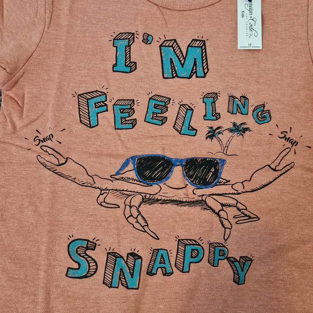 Sovereign Code Graphic T-Shirt Kid Size 5 Coral NEW Snappy Crab Beach Tee Summer